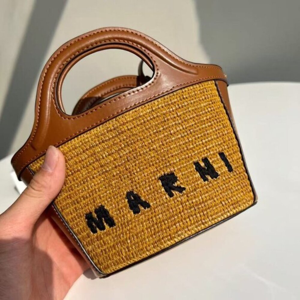 Marni Brown and Tan Woven Handbag